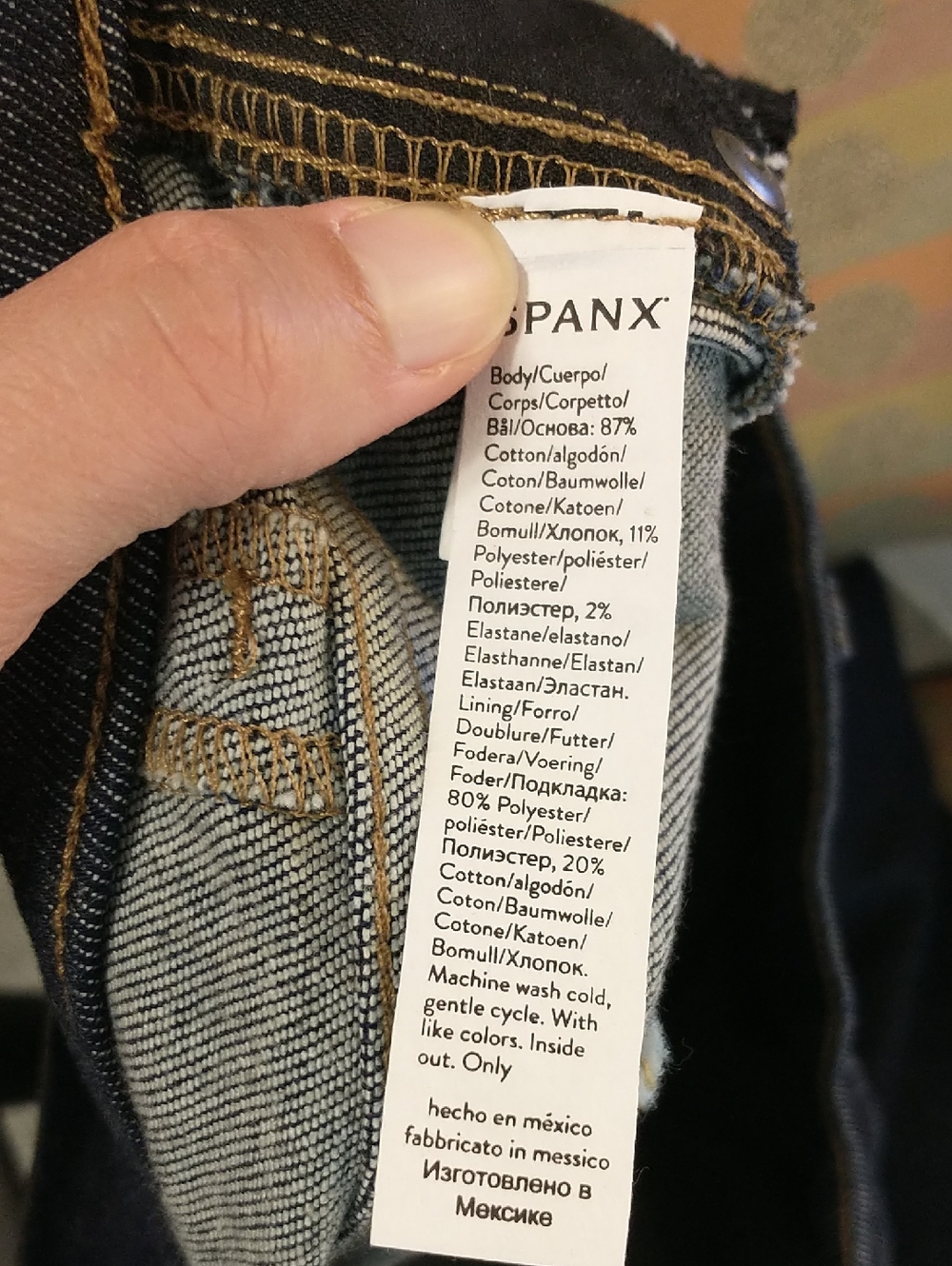 SPANX Wide Leg Jeans Large Raw Indigo Dark Wash - Picture 12 of 14